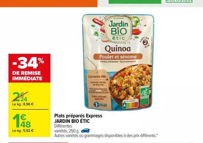 Plats Préparés Express Jardin Bio étic
