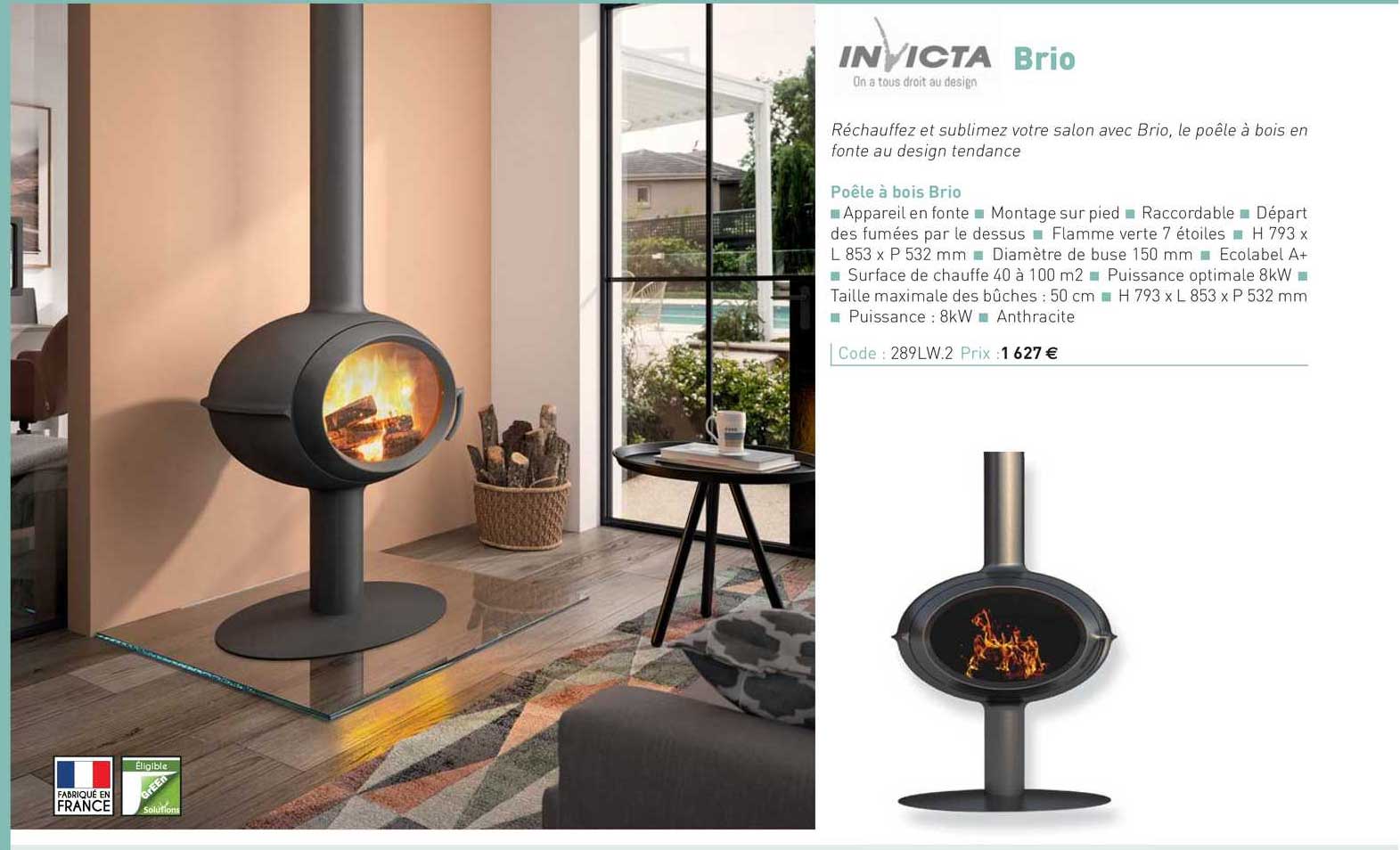 poêle à bois brio invicta