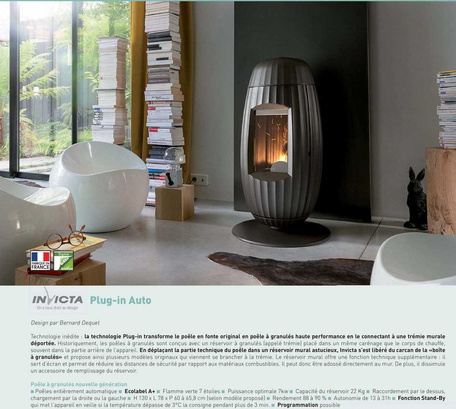 poêle à granulé nouvelle génération plug-in auto invicta