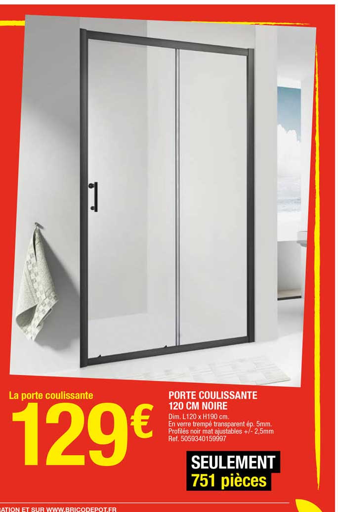 Porte Coulissante 120 Cm Noire