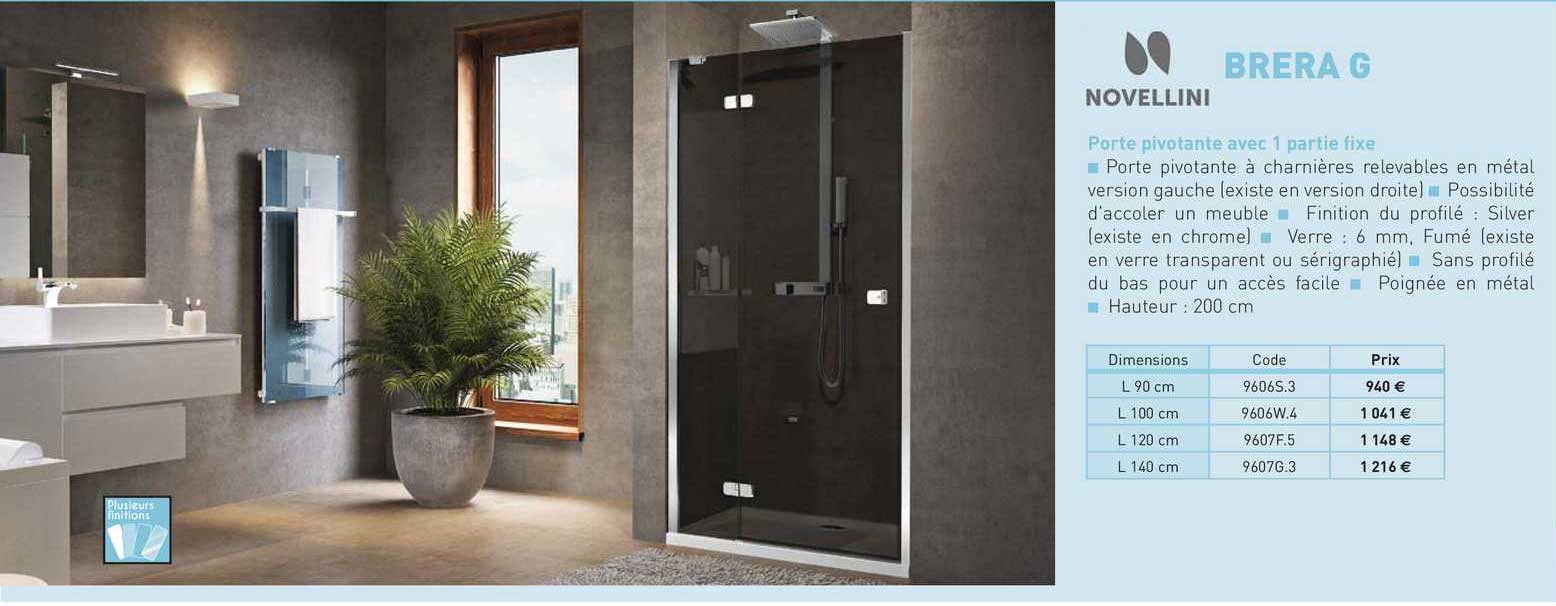 porte pivotante avec 1 partie fixe brera g novellini