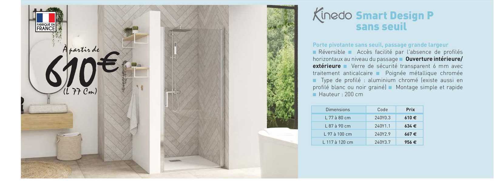 porte pivotante sans seuil, passage grande largeur smart design p sans seuil kinedo