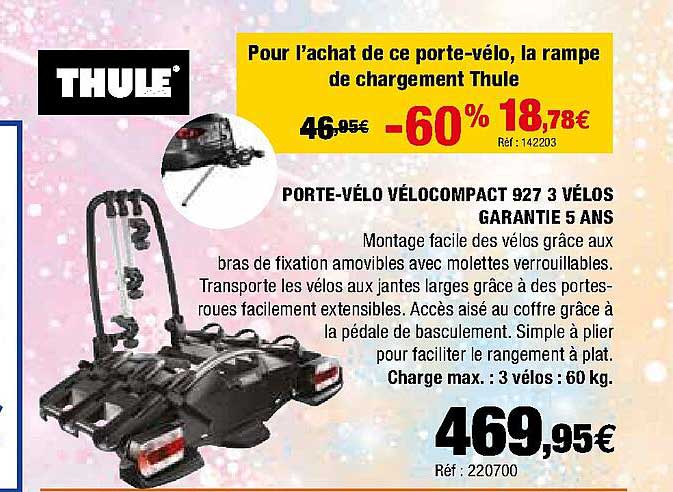 porte-vélo vélocompact 927 3 vélos garantie 5 ans thule