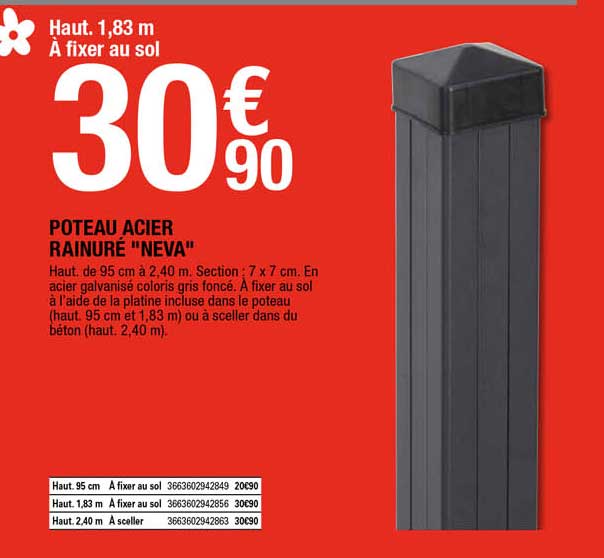 Poteau Acier Rainure "Neva"