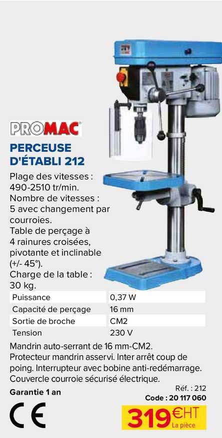 promac perceuse d'établi 212