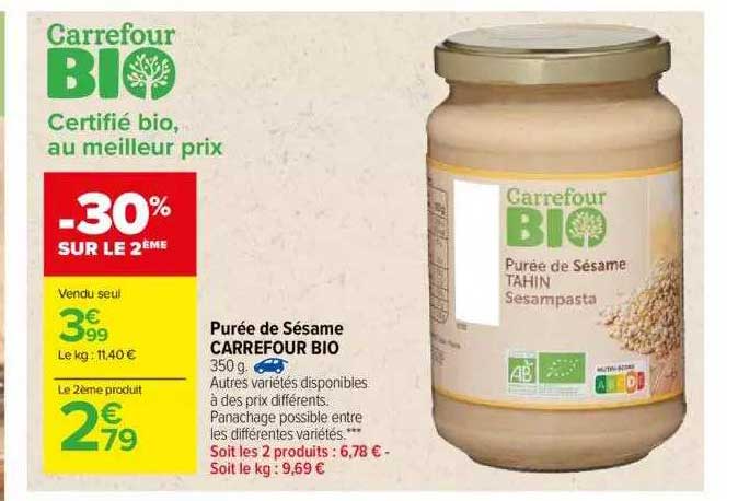 Purée De Sésame Carrefour Bio