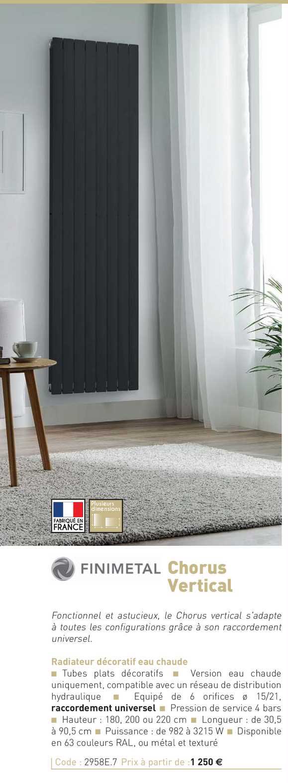 radiateur décoratif eau chaude chorus vertical finimetal