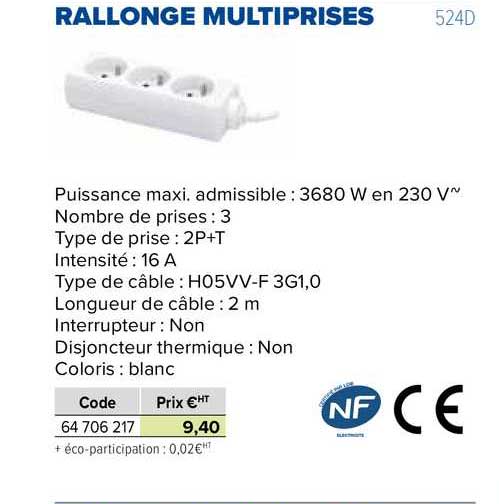 Rallonge Multiprises
