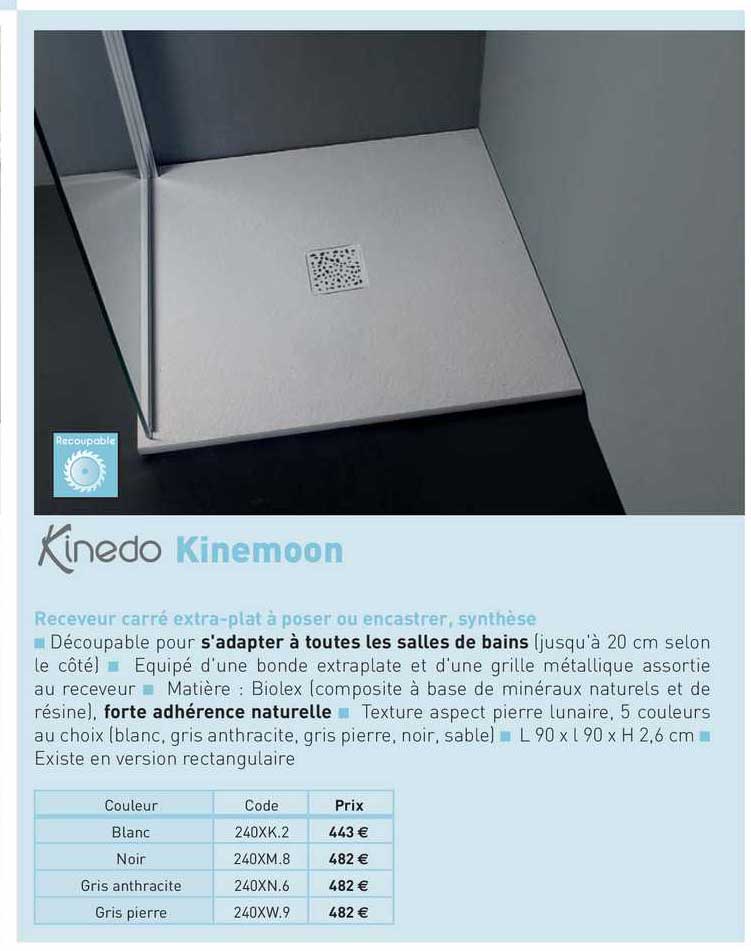 receveur carré extra-plat à poser ou encastrer, synthèse kinemoon kinemoon kinedo
