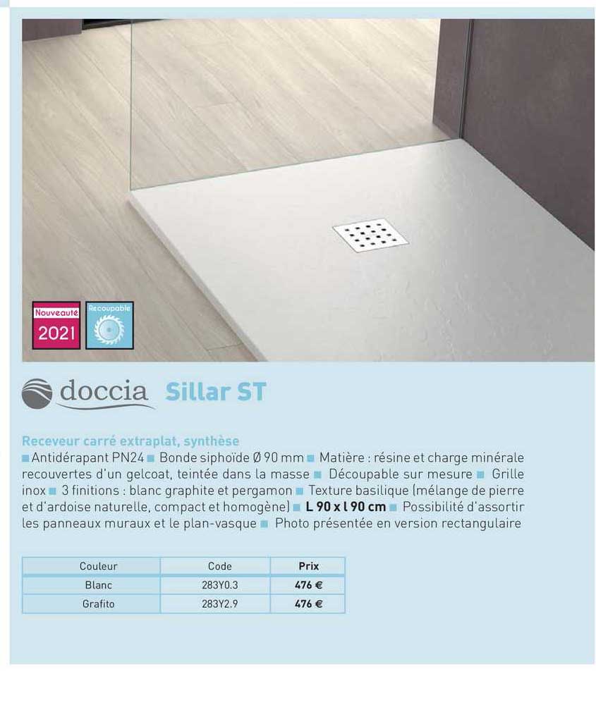 receveur carré extraplat, synthèse sillar st doccia