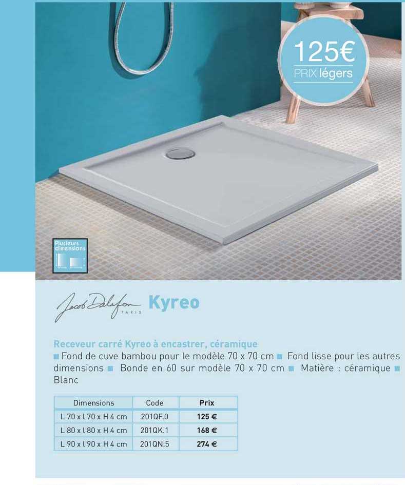 receveur carré kyreo à encastrer, céramique kyreo jacob delafon