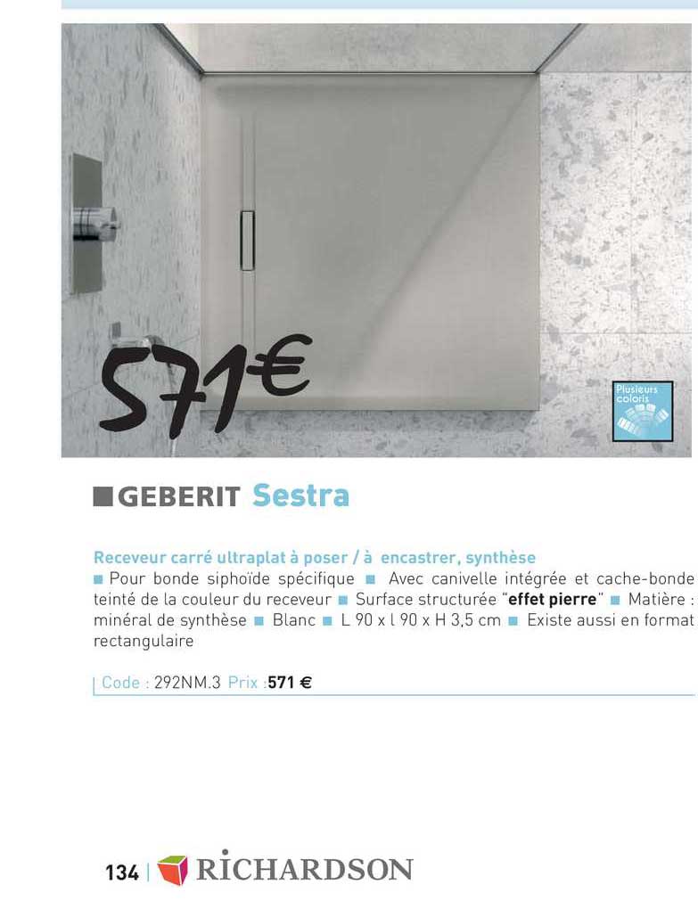 receveur carré ultraplat à poser - à encastrer , synthèse sestra geberit