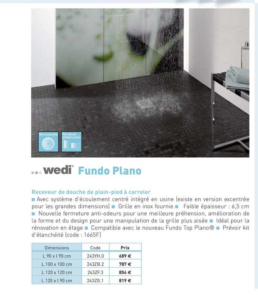 receveur de douche de plain-pied à carreler fundo plano wedi