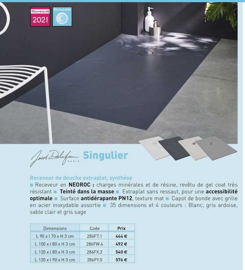 receveur de douche extraplat, synthèse singulier jacob delafon