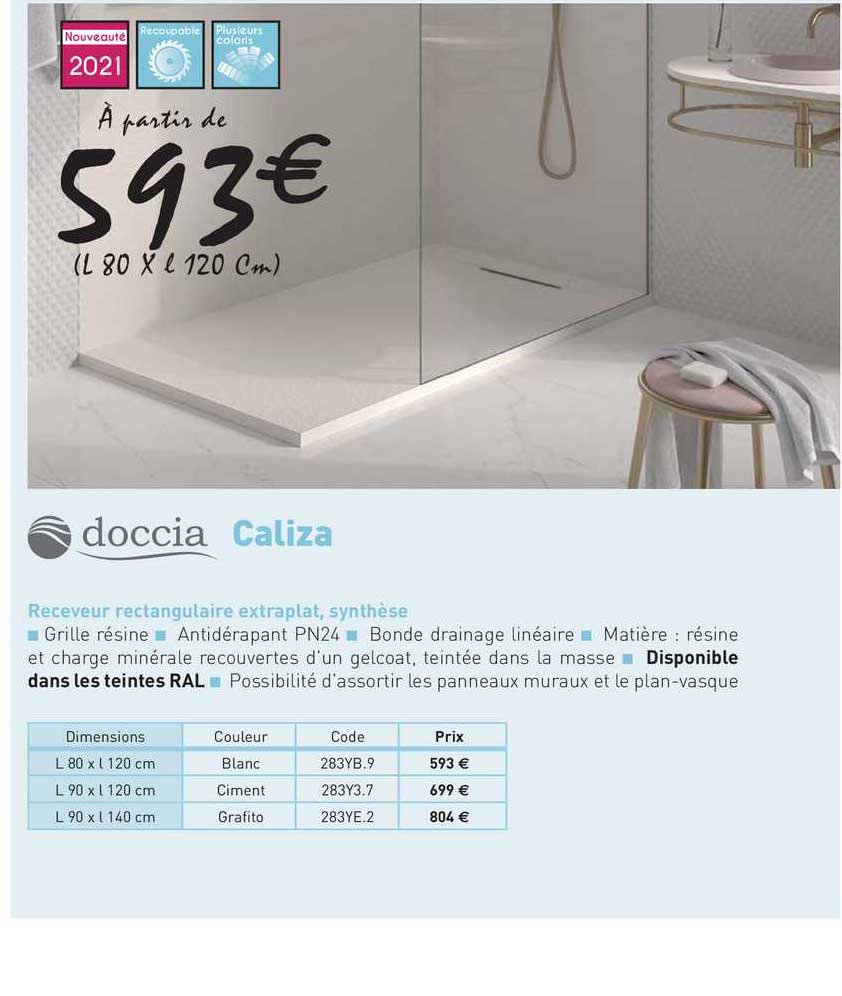 receveur rectangulaire extraplat, synthèse caliza doccia
