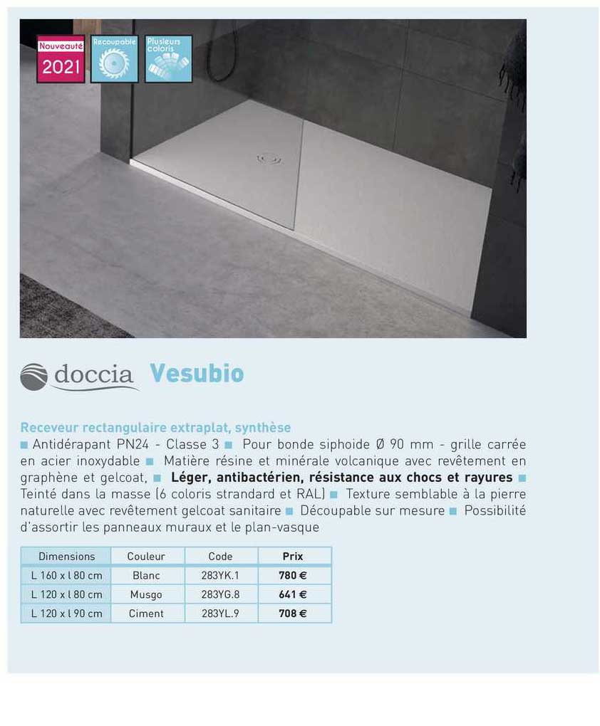 receveur rectangulaire extraplat, synthèse vesubio doccia