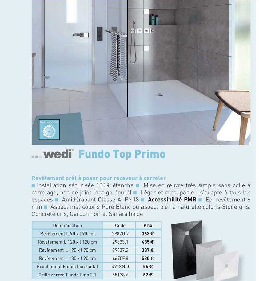 revêtement prêt à poser pour receveur à carreler fundo top primo wedi