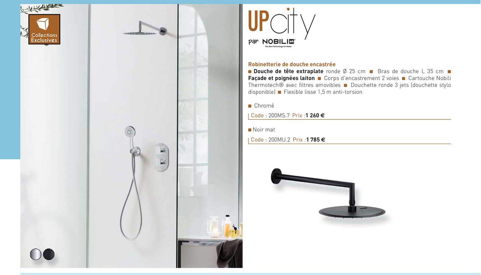 robinetterie de douche encastrée up city par nobilis