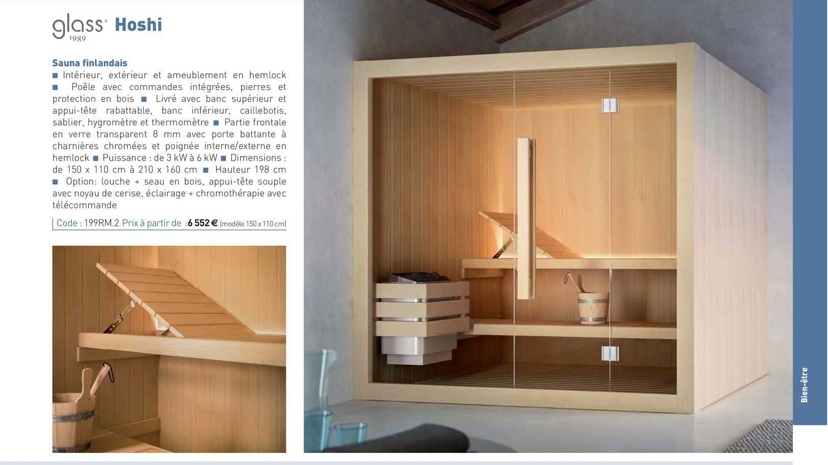 sauna finlandais hoshi glass