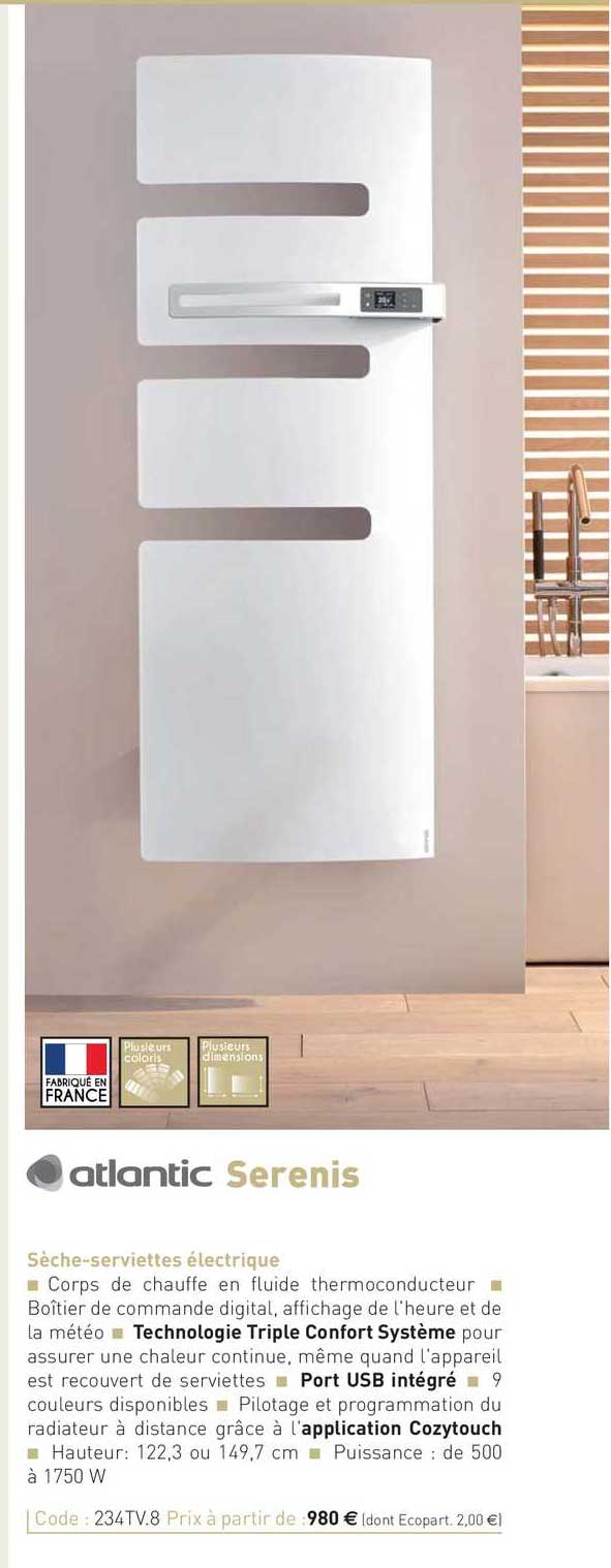 sèche-serviette électrique serenis atlantic