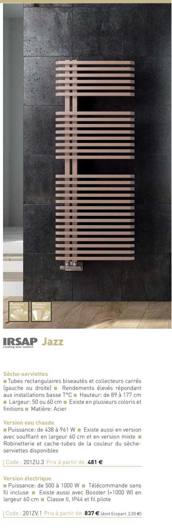 sèche-serviette jazz irsap