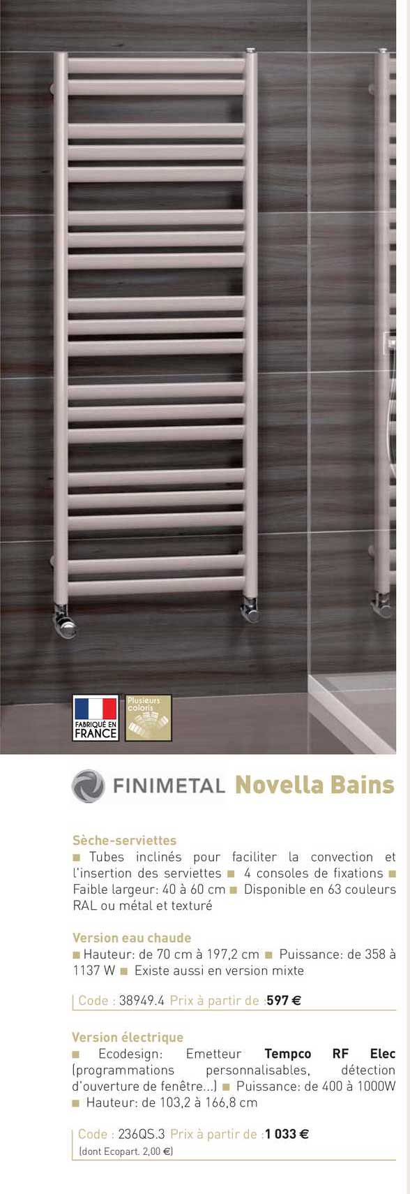 sèche-serviettes novella blains finimetal