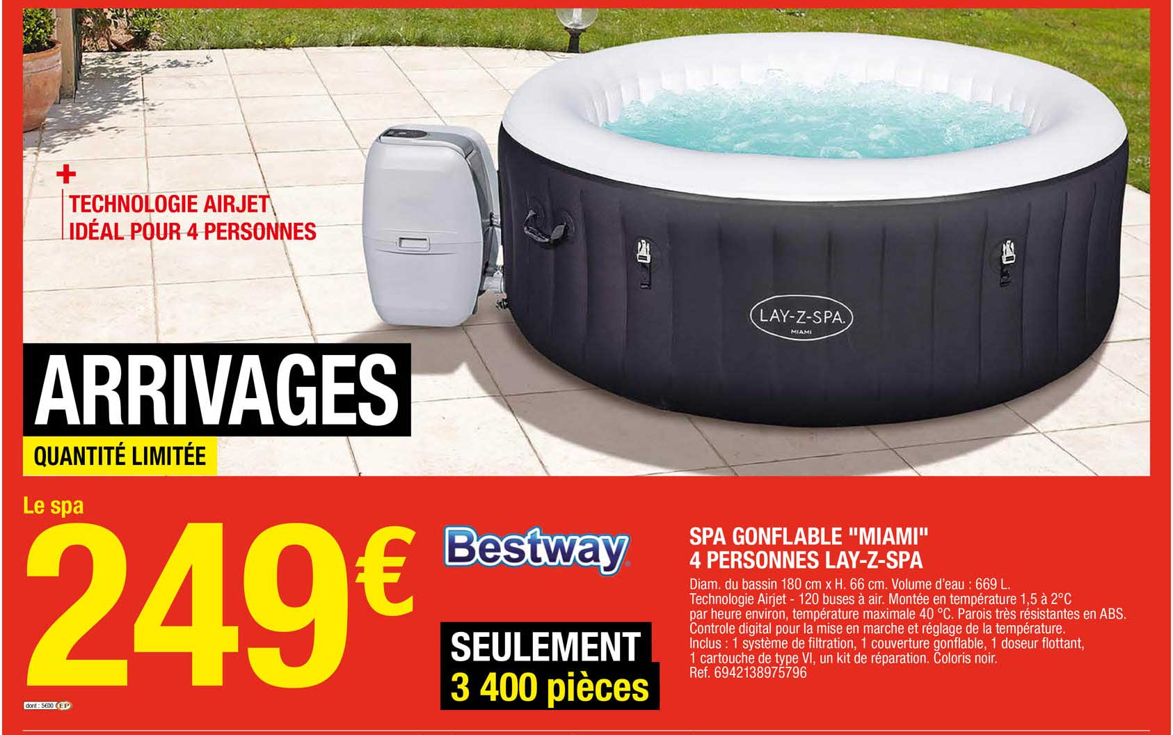 spa gonflable "miami" 4 personnes lay-z-spa