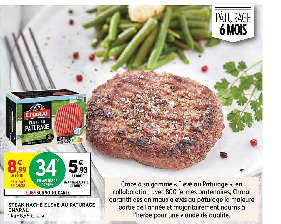 steak haché élevé au pâturage charal