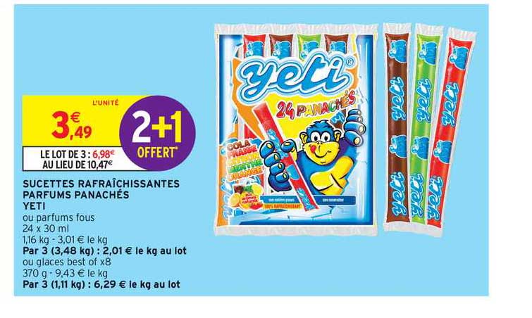 sucettes rafraîchissantes parfums panachés yeti
