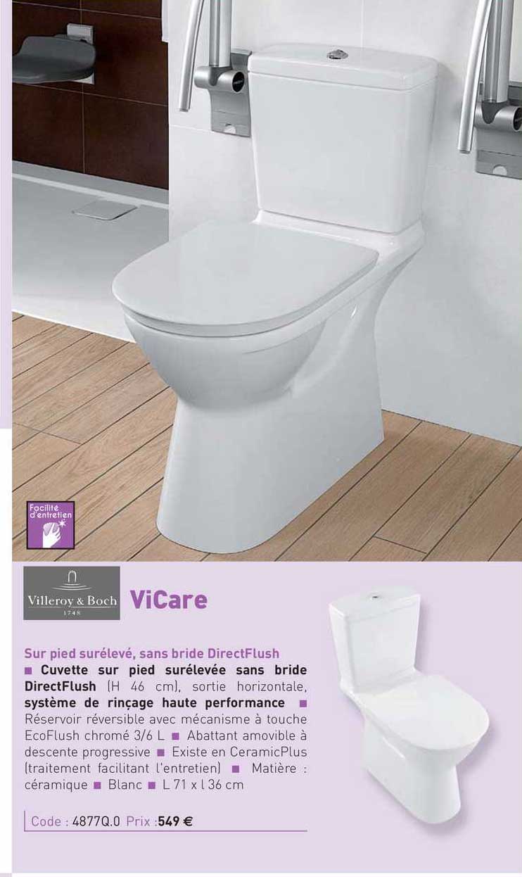 sur pied surélevé, sans bride directflush vicare villeroy & boch