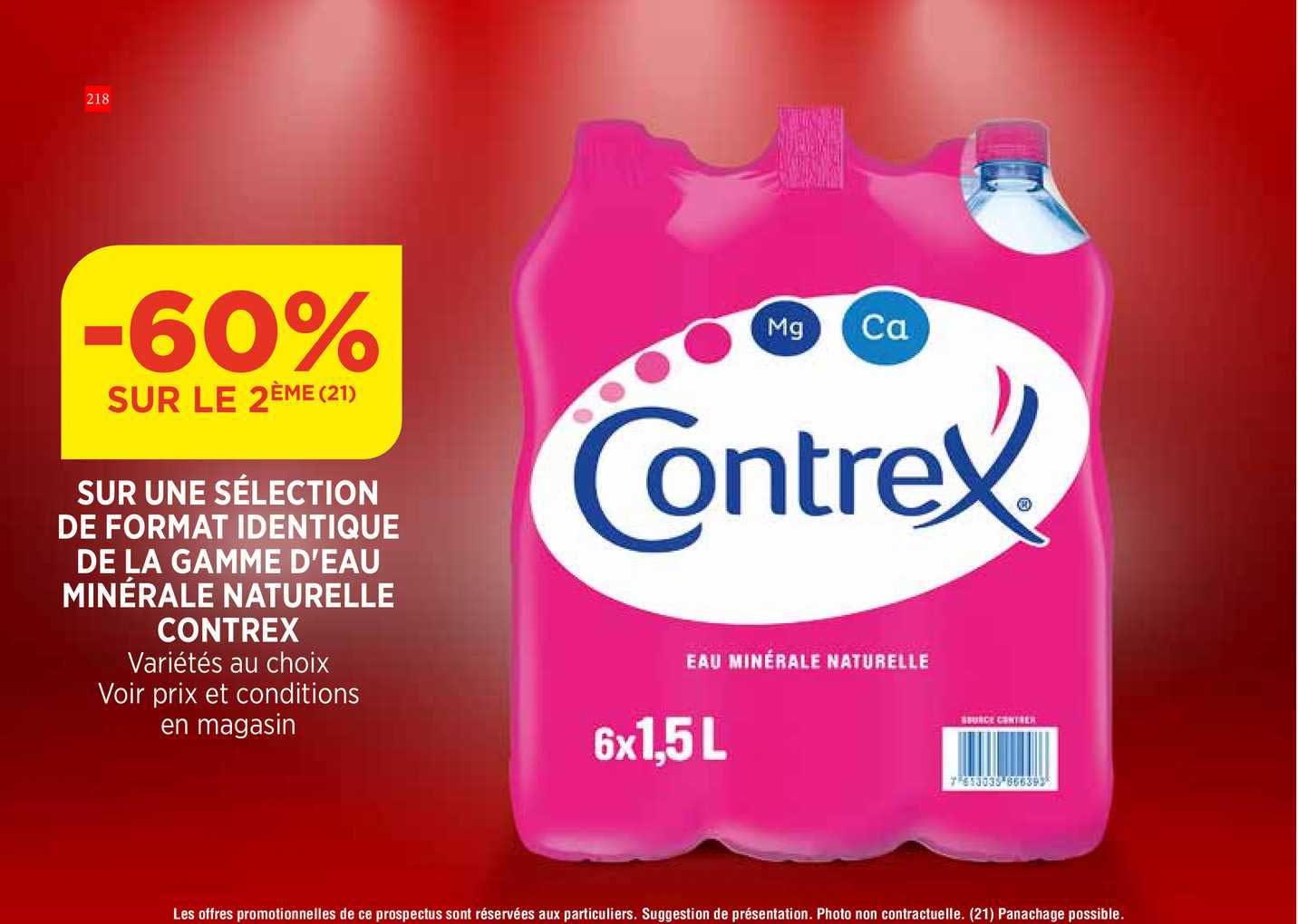 sur une sélection de format identique de la gamme d'eau minérale naturelle contrex