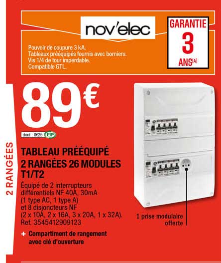 Tableau Preequipe 2 Rangees 26 Modules T1-T2