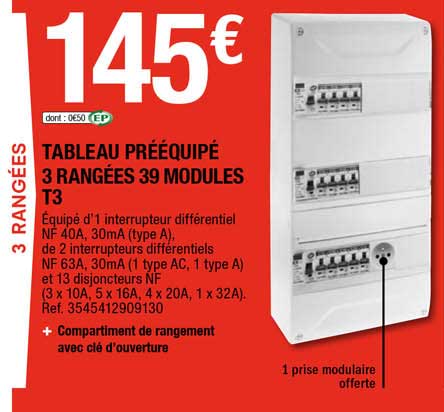 Tableau Preequipe 3 Rangees 39 Modules T3