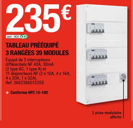 Tableau Preequipe 3 Rangees 39 Modules