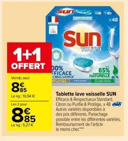 tablette lave vaisselle sun