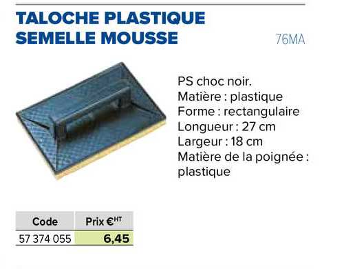 taloche plastique semelle mousse