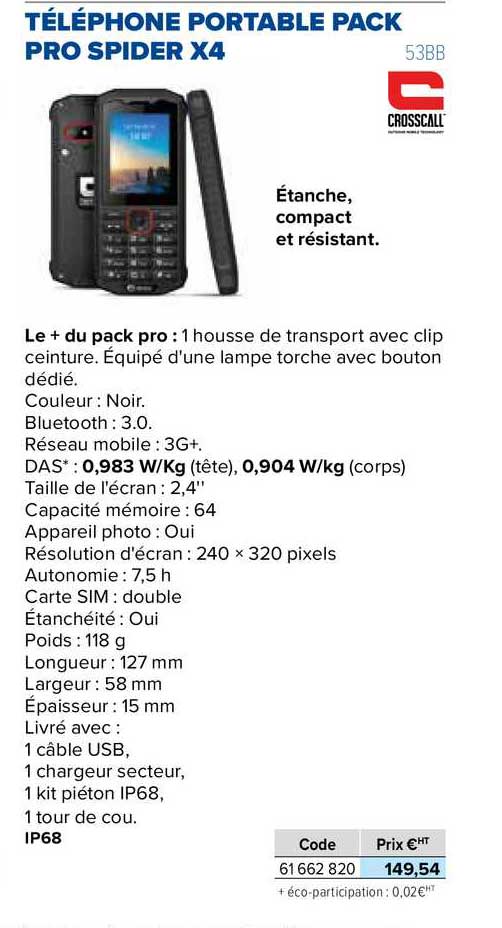 téléphone portable pack pro spider x4