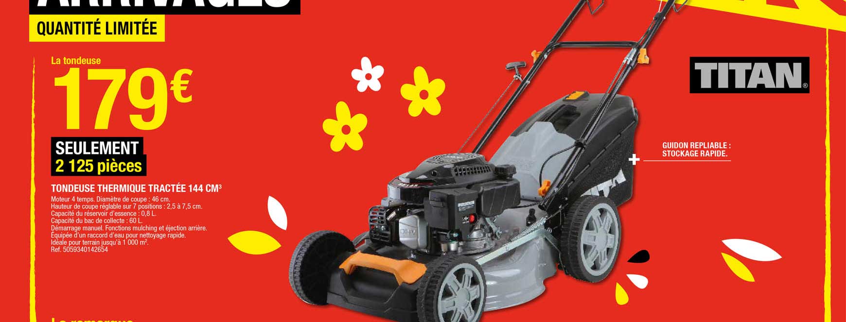 tondeuse thermique tractée 144 cm3