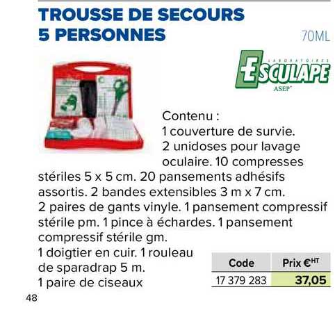 trousse de secours 5 personnes esculape