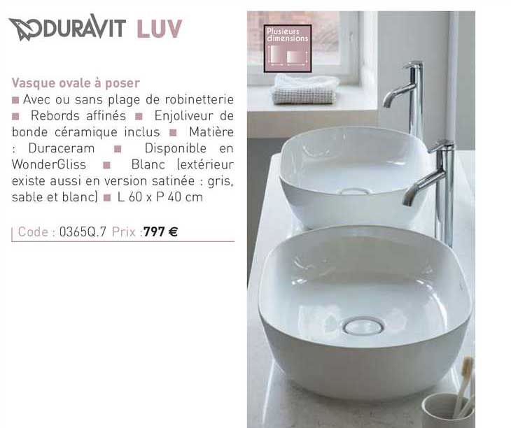 vasque ovale à poser luv duravit