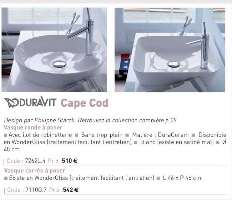 vasque ronde à poser cape cod duravit