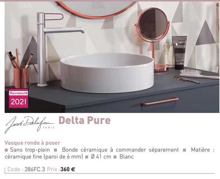 vasque ronde à poser delta pure jacob delafon