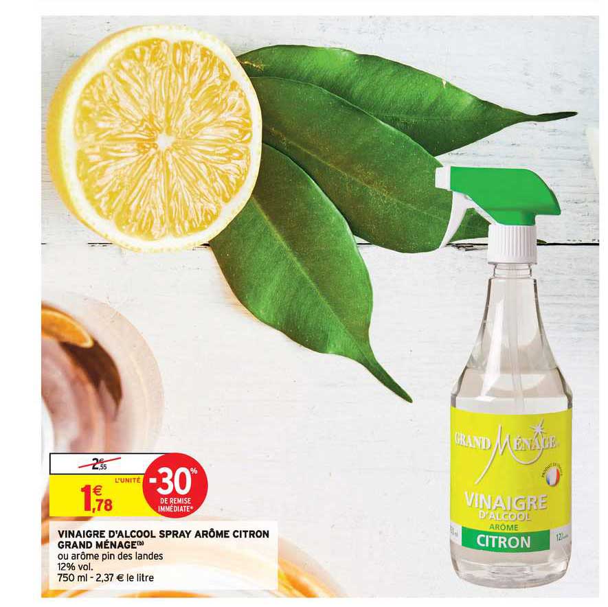 vinaigre d'alcool spray arôme citron grand ménage