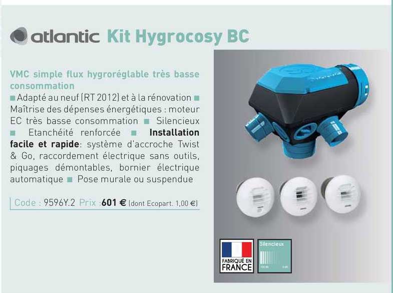 vmc simple flux hydroréglable très basse consommation kit hygrocosy bc atlantic