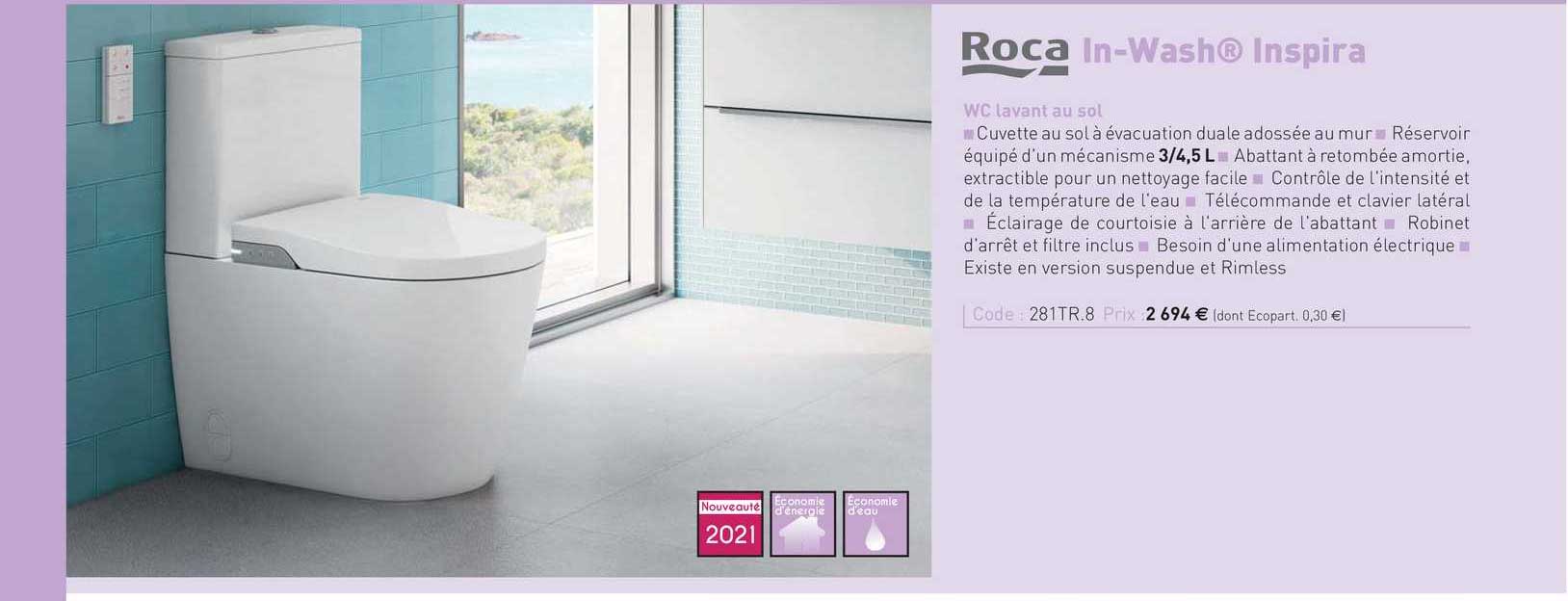 wc lavant au sol in-wash inspira roca