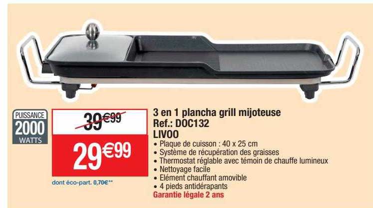 3 en 1 plancha grill mijoteuse livoo