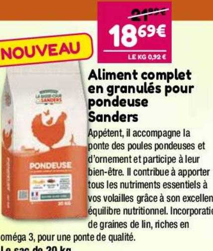 aliment complet en granulés pour pondeuse sanders