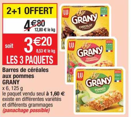 barres de céréales aux pommes grany