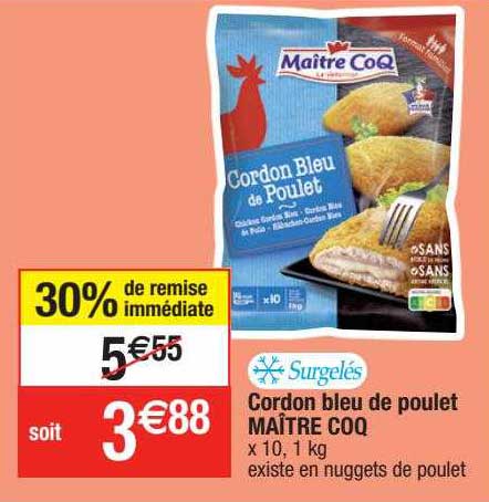 cordon bleu de poulet maître coq