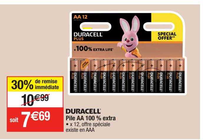 duracelle pile aa 100% extra